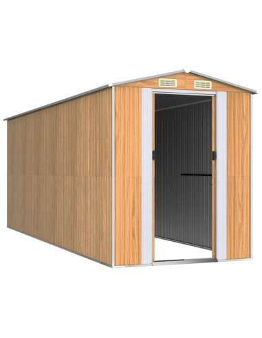 Capanno Giardino Marrone Chiaro 192x523x223 cm Acciaio Zincato