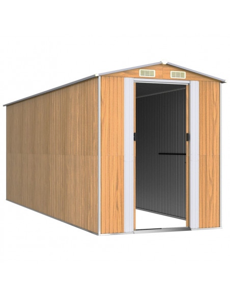 Capanno Giardino Marrone Chiaro 192x523x223 cm Acciaio Zincato