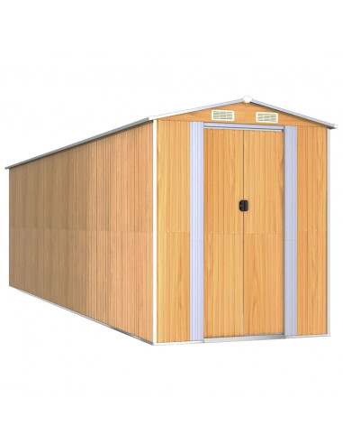 Capanno Giardino Marrone Chiaro 192x689x223 cm Acciaio Zincato