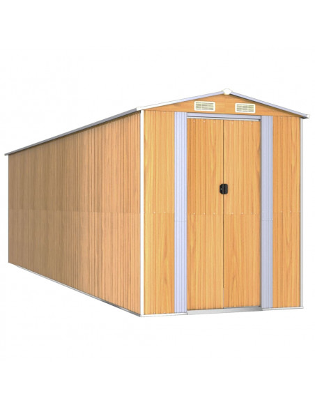 Capanno Giardino Marrone Chiaro 192x689x223 cm Acciaio Zincato