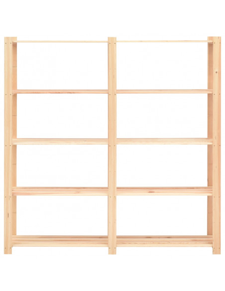 Scaffali a 5 Livelli 10 pz 170x38x170cm in Massello Pino 500 kg
