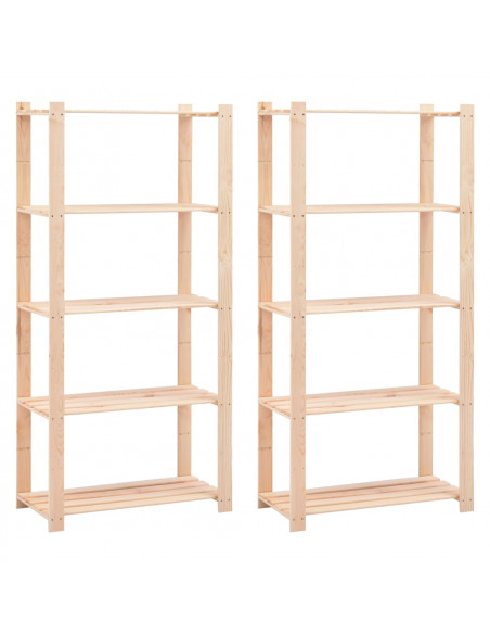Scaffali a 5 Livelli 2 pz 80x38x170 cm in Massello Pino 250 kg