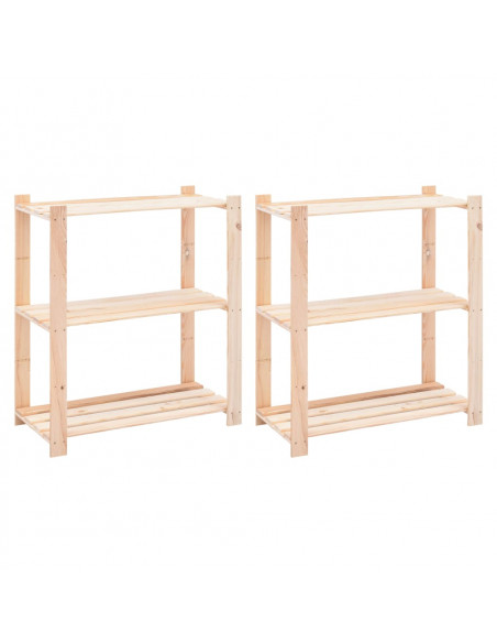 Scaffali a 3 Livelli 2 pz 80x38x90 cm in Massello Pino 150 kg