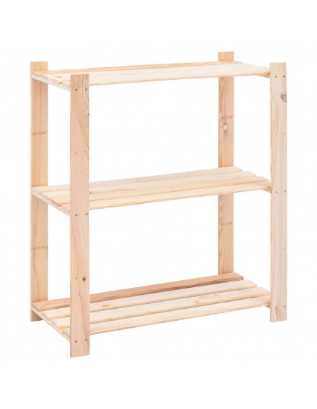 Scaffali a 3 Livelli 5 pz 80x38x90 cm in Massello Pino 150 kg