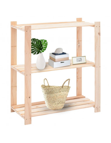 Scaffali a 3 Livelli 10 pz 80x38x90 cm in Massello Pino 150 kg