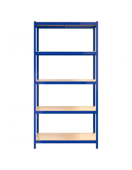 Mensole a 5 Ripiani 2pz Blu in Acciaio e Legno Multistrato