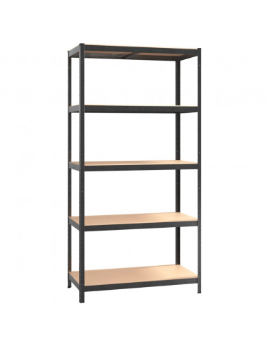 Scaffale Resistente 5 Strati Grigio Acciaio e Legno Multistrato