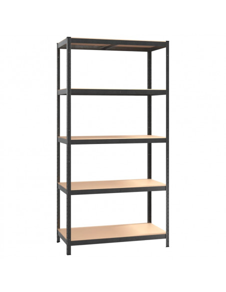 Scaffale Resistente 5 Strati Grigio Acciaio e Legno Multistrato
