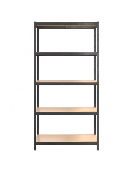 Scaffale Resistente 5 Strati Grigio Acciaio e Legno Multistrato