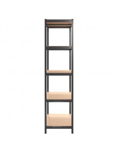 Scaffale Resistente 5 Strati Grigio Acciaio e Legno Multistrato