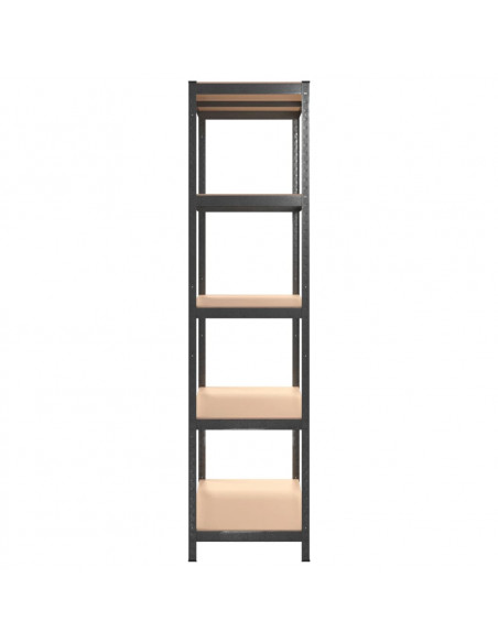Scaffale Resistente 5 Strati Grigio Acciaio e Legno Multistrato