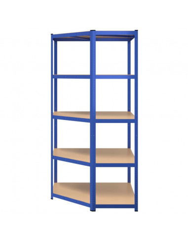 Mensola Angolare 5 Strati Blu in Acciaio e Legno Multistrato