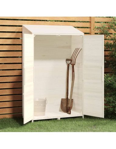 Capanno da Giardino Bianco 102x52x174,5 cm Legno Massello Abete