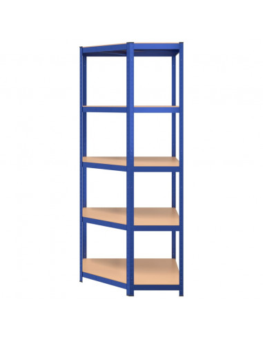 Mensola Angolare 5 Strati Blu in Acciaio e Legno Multistrato