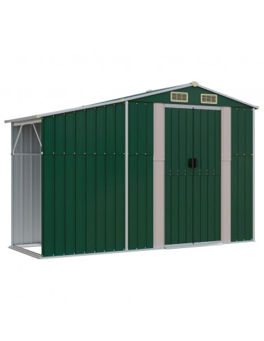 Capanno da Giardino Verde 277x93x179 cm in Acciaio Zincato