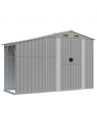 Capanno da Giardino Grigio 277x93x179 cm in Acciaio Zincato