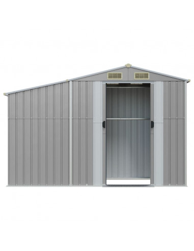 Capanno da Giardino Grigio 277x93x179 cm in Acciaio Zincato