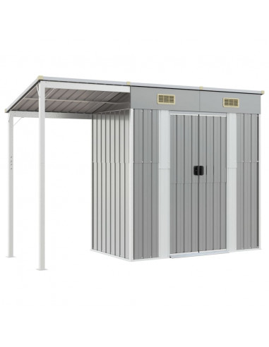 Capannone Tetto Esteso Grigio Chiaro 277x110,5x181cm Acciaio