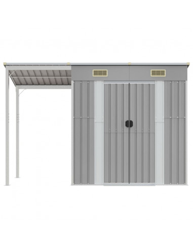 Capannone Tetto Esteso Grigio Chiaro 277x110,5x181cm Acciaio