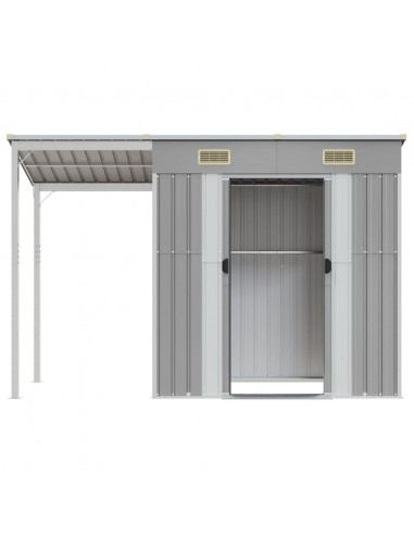 Capannone Tetto Esteso Grigio Chiaro 277x110,5x181cm Acciaio