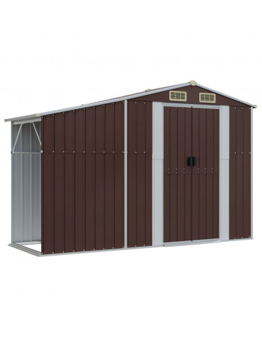 Capanno da Giardino Marrone 277x93x179 cm in Acciaio Zincato
