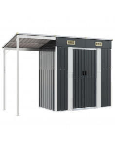 Capanno Giardino Tetto Esteso Antracite 277x110,5x181cm Acciaio 2