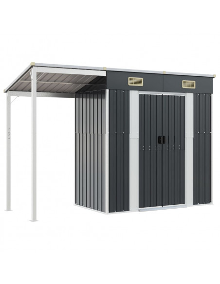 Capanno Giardino Tetto Esteso Antracite 277x110,5x181cm Acciaio