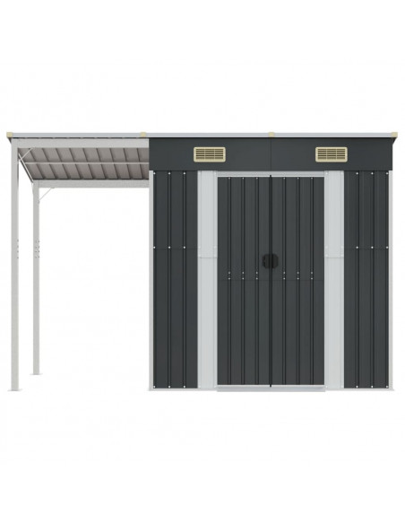 Capanno Giardino Tetto Esteso Antracite 277x110,5x181cm Acciaio
