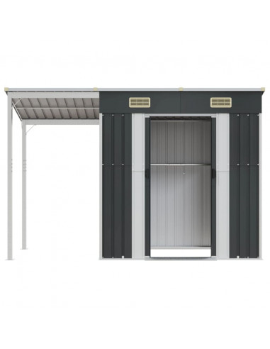 Capanno Giardino Tetto Esteso Antracite 277x110,5x181cm Acciaio