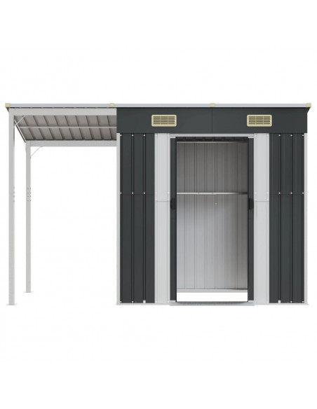 Capanno Giardino Tetto Esteso Antracite 277x110,5x181cm Acciaio