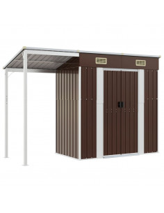 Capanno Giardino Tetto Esteso Marrone 277x110,5x181cm Acciaio 2