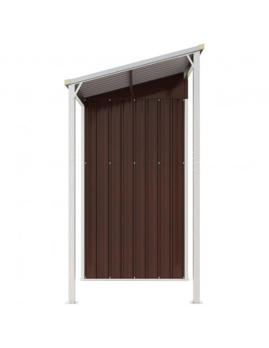 Capanno Giardino Tetto Esteso Marrone 277x110,5x181cm Acciaio