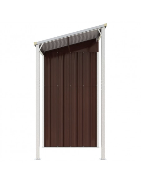 Capanno Giardino Tetto Esteso Marrone 277x110,5x181cm Acciaio