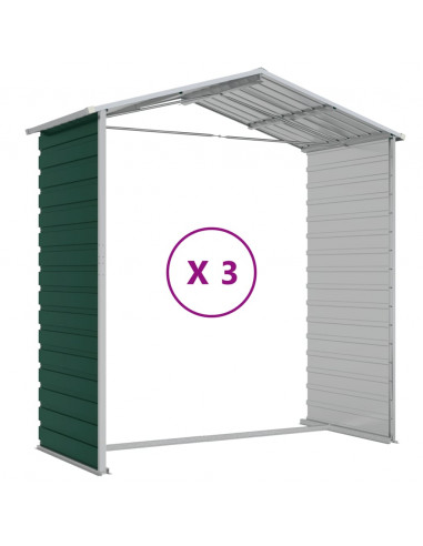 Capanno da Giardino Verde 191x300x198 cm in Acciaio Zincato