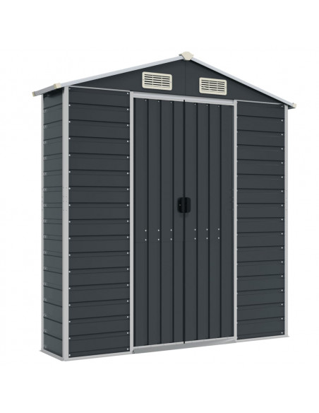 Capanno da Giardino Antracite 191x470x198 cm in Acciaio Zincato