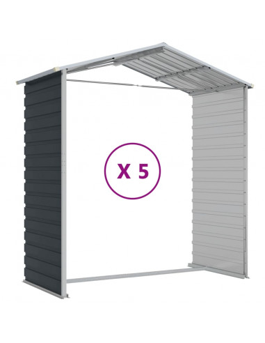 Capanno da Giardino Antracite 191x470x198 cm in Acciaio Zincato