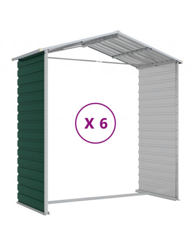 Capanno da Giardino Verde 191x555x198 cm in Acciaio Zincato