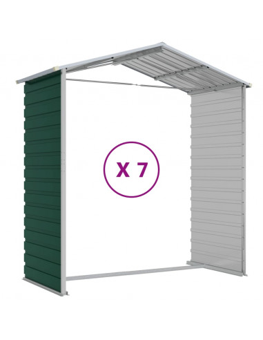 Capanno da Giardino Verde 191x640x198 cm in Acciaio Zincato
