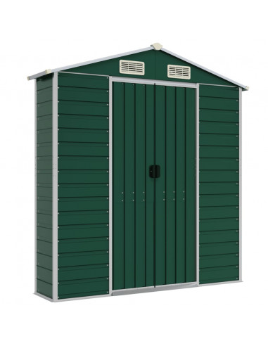 Capanno da Giardino Verde 191x725x198 cm in Acciaio Zincato