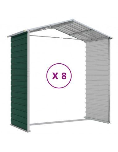 Capanno da Giardino Verde 191x725x198 cm in Acciaio Zincato