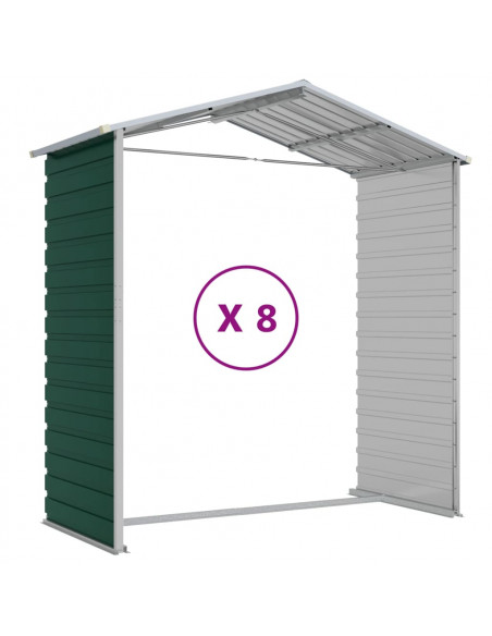 Capanno da Giardino Verde 191x725x198 cm in Acciaio Zincato