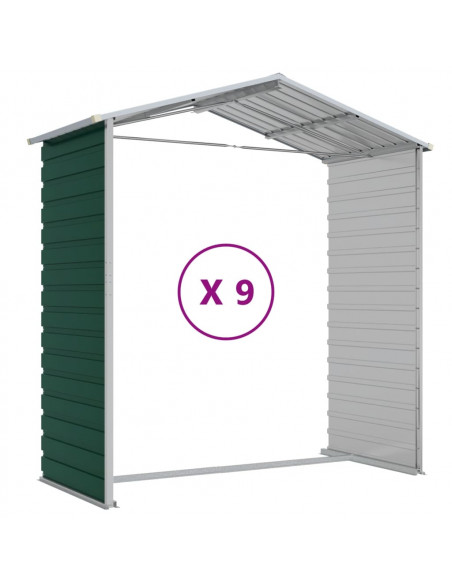 Capanno da Giardino Verde 191x810x198 cm in Acciaio Zincato