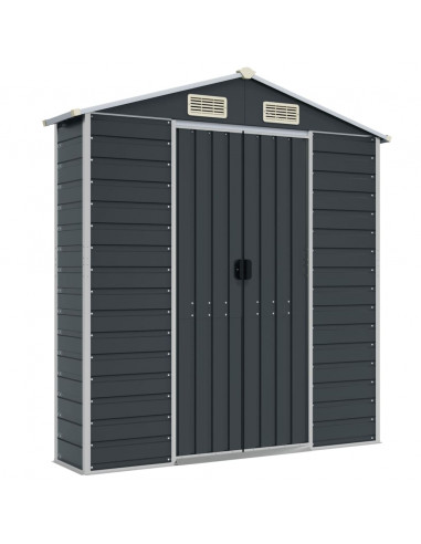 Capanno da Giardino Antracite 191x300x198 cm in Acciaio Zincato