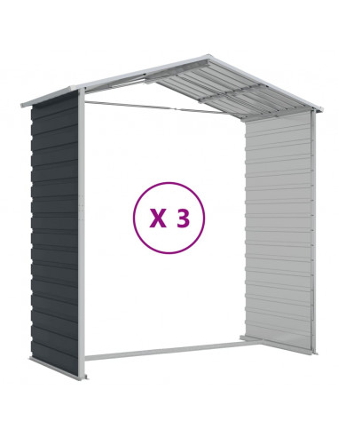 Capanno da Giardino Antracite 191x300x198 cm in Acciaio Zincato