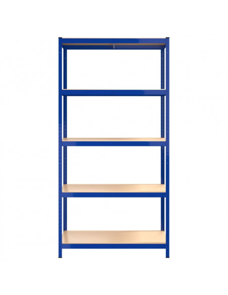 Scaffali a 5 Ripiani 4 pz Blu in Acciaio e Legno Multistrato
