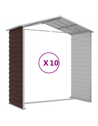 Capanno da Giardino Marrone 191x895x198 cm in Acciaio Zincato