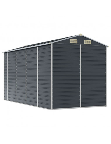 Capanno da Giardino Antracite 191x385x198cm in Acciaio Zincato