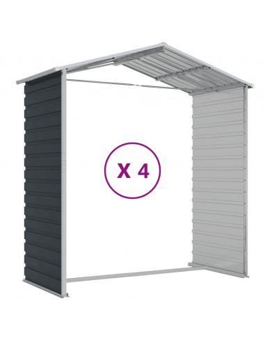 Capanno da Giardino Antracite 191x385x198cm in Acciaio Zincato