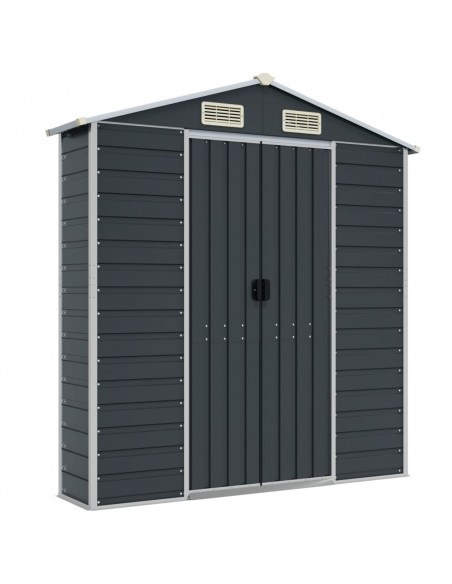 Capanno da Giardino Antracite 191x640x198 cm in Acciaio Zincato