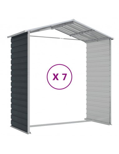 Capanno da Giardino Antracite 191x640x198 cm in Acciaio Zincato